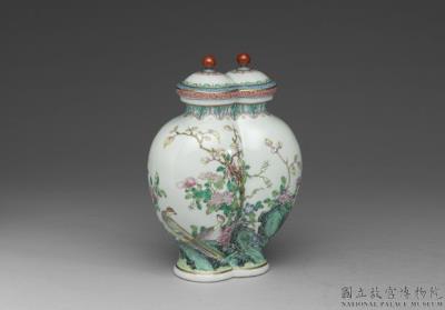 图片[3]-Lidded twin conjoined vase with birds and flowers in falangcai polychrome enamels, Qing dynasty, Qianlong reign, 1736-1795-China Archive